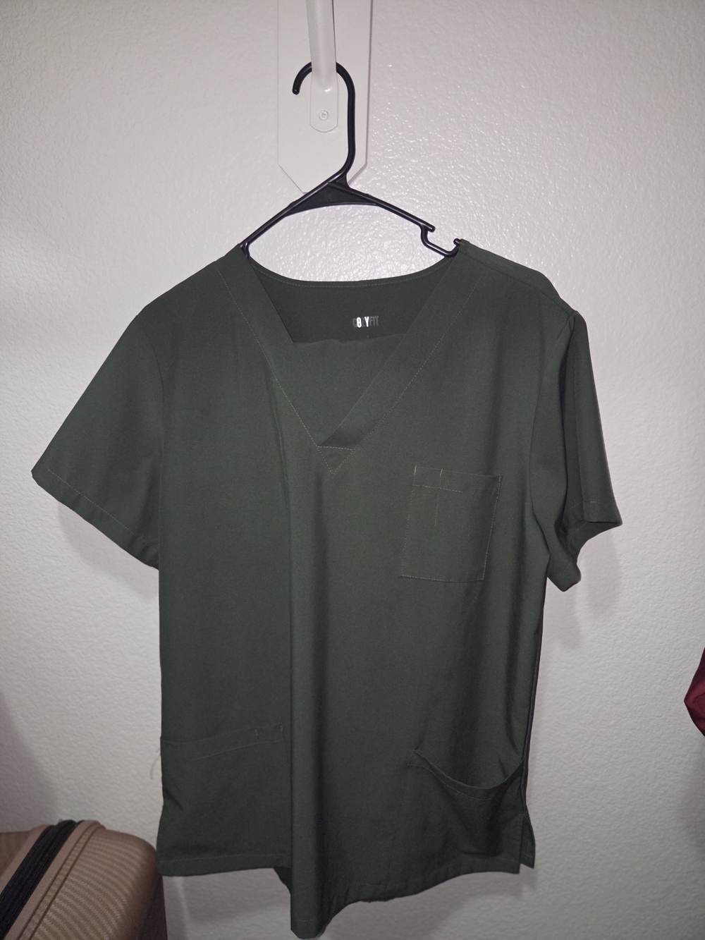 Unisex V-Neck Scrub Set- Dark Olive Green